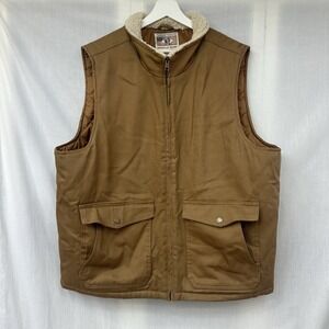 WP WEATHERPROOF Men's XXL 2XL Sherpa Collar Full-Zip Workwear Vest Vintage Tan